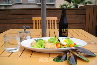天妇罗青口贝色拉配温泉蛋的做法步骤:4