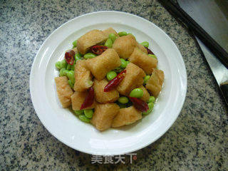 油豆腐炒毛豆的做法步骤：11