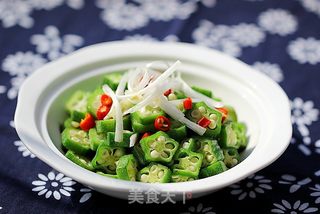 白灼黄秋葵的做法步骤:9