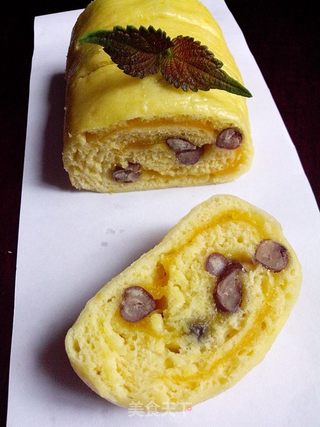 【仿真蛋糕卷】南瓜红豆馒头卷的做法步骤:12
