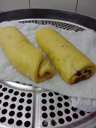 【仿真蛋糕卷】南瓜红豆馒头卷的做法步骤:11
