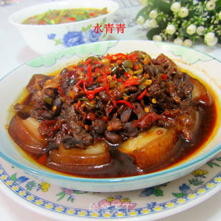 咸茄子蒸腊肉的做法步骤:9