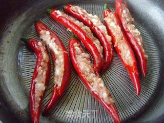 甘香可口---榄菜肉酿红椒的做法步骤:5