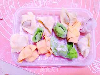 【彩色鸡汤馄饨】---彩色云吞馄饨汤鲜味美的做法步骤:5
