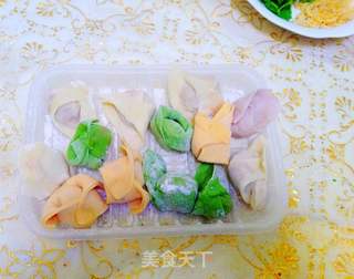 【彩色鸡汤馄饨】---彩色云吞馄饨汤鲜味美的做法步骤:7