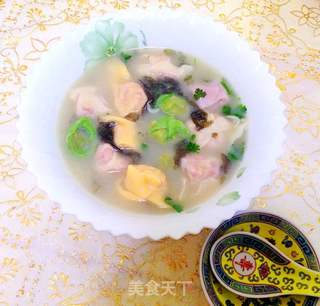 【彩色鸡汤馄饨】---彩色云吞馄饨汤鲜味美的做法步骤:11