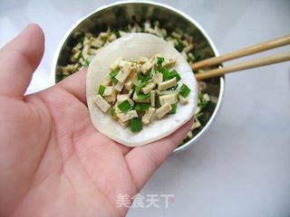 轻松自制营养又美味的早餐——韭菜豆干蒸饺的做法步骤:5