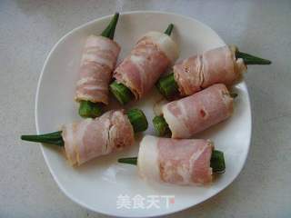 鲜香可口---秋葵培根卷的做法步骤:3