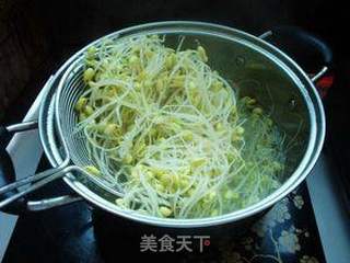 鸡枞油拌黄豆芽的做法步骤：2