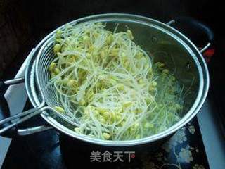 鸡枞油拌黄豆芽的做法步骤:2