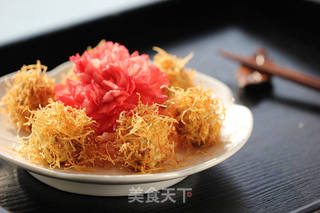 金丝绣球(土豆丝红萝卜肉丸)的做法步骤:13