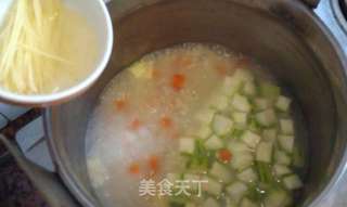 蟹粉丝瓜粥的做法步骤:9