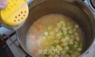蟹粉丝瓜粥的做法步骤:10