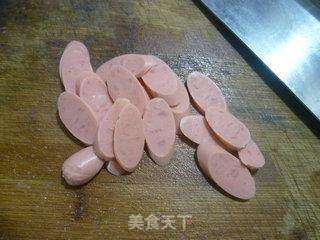 韭菜花火腿肠炒莲藕的做法步骤:4