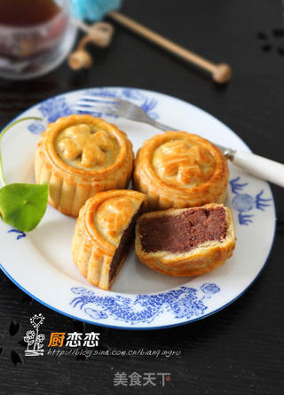 红豆沙月饼的做法步骤:7
