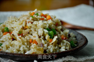 虾皮三蔬姜酒炒饭的做法步骤:5