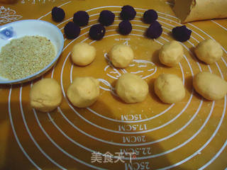 南瓜紫薯芝麻饼的做法步骤:5