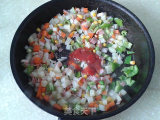 培根杂蔬焗饭的做法步骤:7