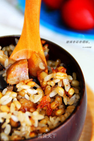 【腊肠香菇香焖饭】:飘香诱人的懒人饭的做法步骤:18