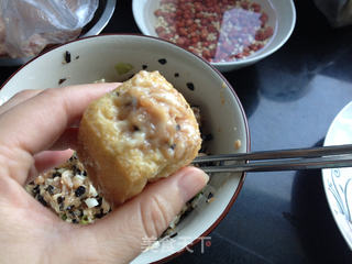 油豆腐酿肉的做法步骤:4