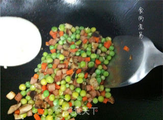 豌豆火腿冬菇丁的做法步骤:9