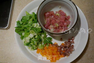 猪油肉丁酱油炒饭的做法步骤:7