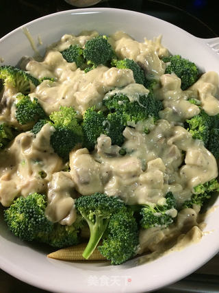 鸡肉蘑菇奶汁焗烤花椰菜---多图超详细步骤的做法步骤:20
