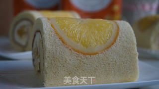 香橙戚风奶油蛋糕卷的做法步骤:22