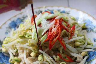 下酒好菜——烤麸拌豆芽的做法步骤:8