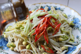 下酒好菜——烤麸拌豆芽的做法步骤:10