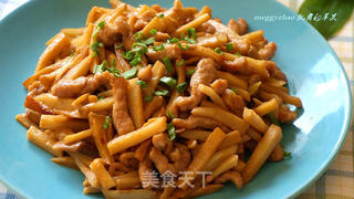肉丝焖炒杏鲍菇的做法步骤:6