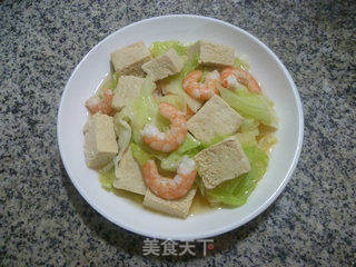 虾肉圆白菜冻豆腐的做法步骤：14