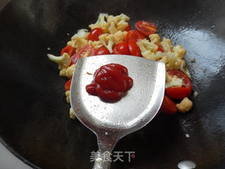 圣女果炒花椰菜的做法步骤:7