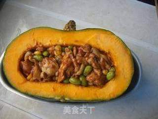 鸡丁蒸栗味南瓜的做法步骤:8