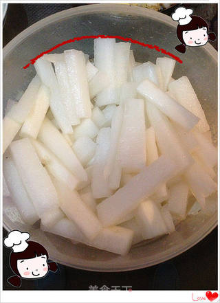 仙草阁私房菜(佐酒小菜)--甜不辣萝卜条的做法步骤:4