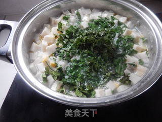 鱼糕荠菜粥的做法步骤:7
