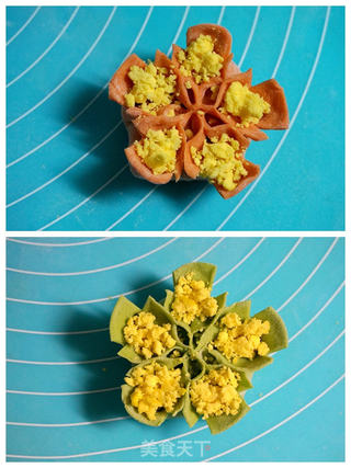 多彩牡丹花烫面蒸饺的做法步骤:14