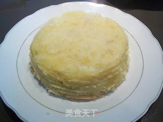 健康美食:土豆胡萝卜色拉蛋糕的做法步骤:7
