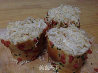 香葱肉松面包卷的做法步骤:13