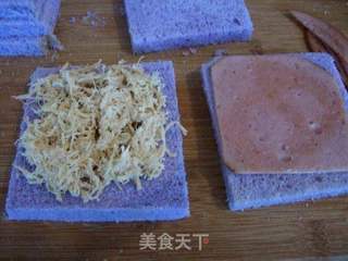 香芋火腿肉松三明治的做法步骤:8