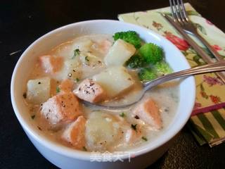 三文鱼奶油土豆汤—美味法式浓汤的做法步骤:10