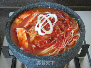 韩式石锅泡菜汤的做法步骤:9