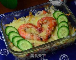 鲜虾奶酪焗饭的做法步骤:12