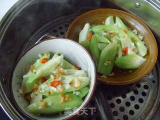 鲜甜味美---金银蒜蒸丝瓜的做法步骤:5