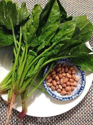 花生拌红根菠菜的做法步骤：1