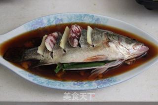中式蒸鳜鱼春蔬绸带面的做法步骤：6