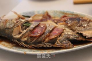 中式蒸鳜鱼春蔬绸带面的做法步骤：7