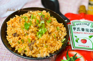 茄汁牛肉炒饭的做法步骤:12