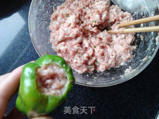 青椒酿肉的做法步骤:6