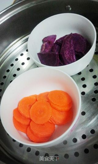 胡萝卜青豆紫薯泥的做法步骤:5